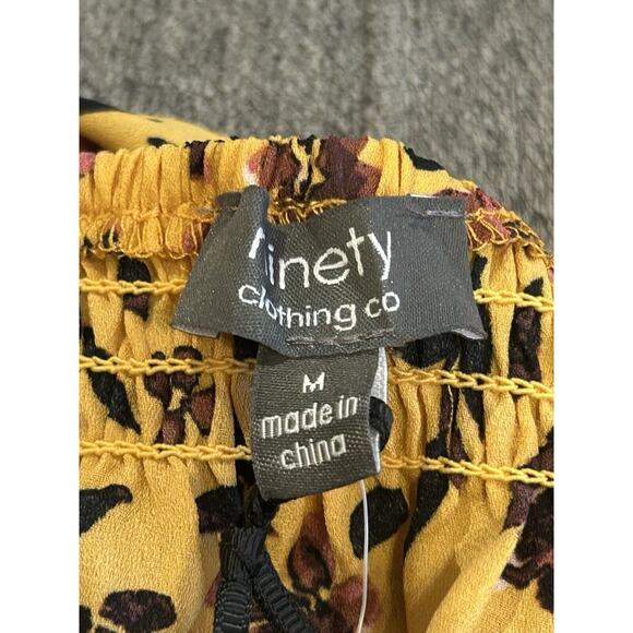 NWT Ninety Clothing Co Yellow Floral Peasant Shirt Women's size M - Picture 3 of 5